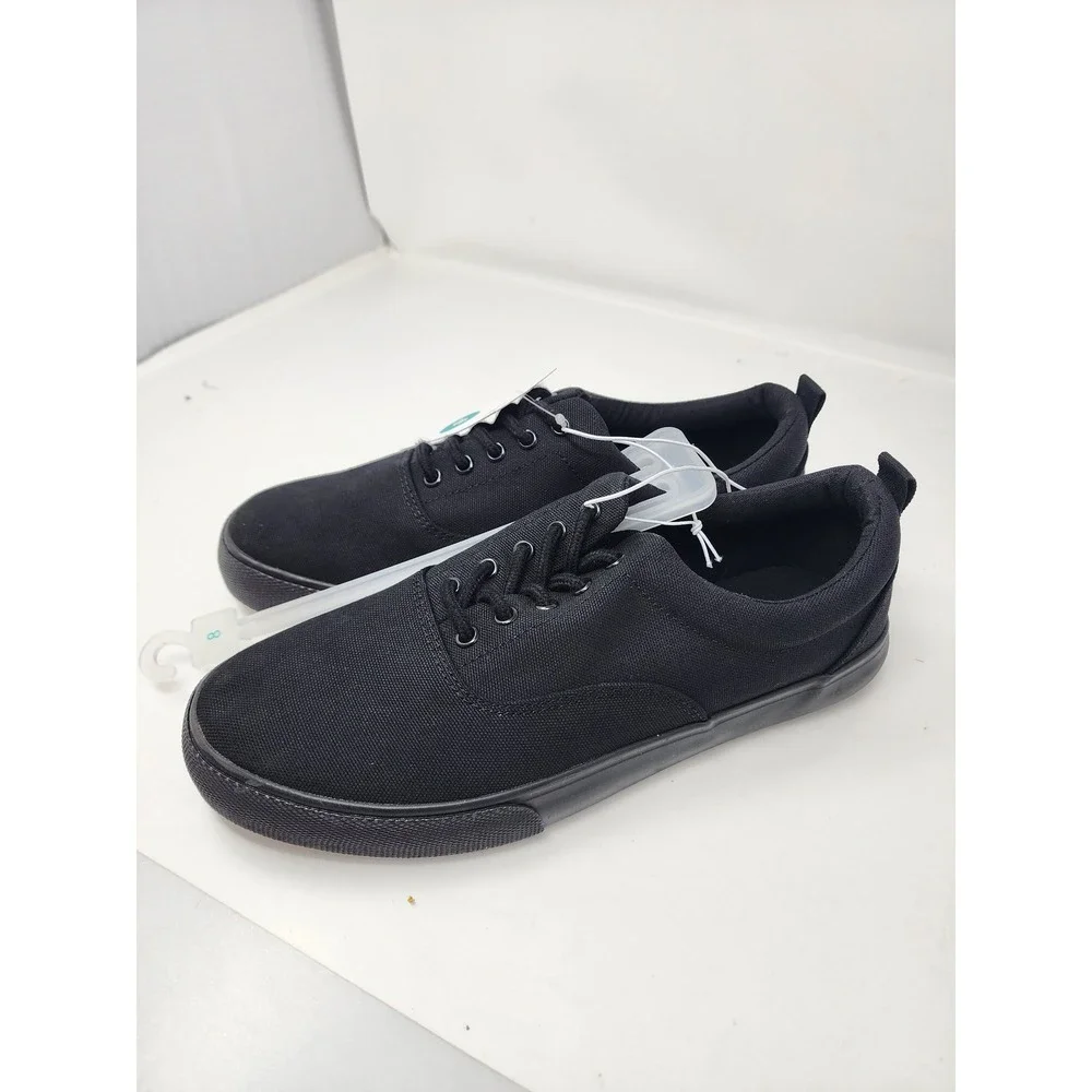 Goodfellow & Co Mens Low Top Lace Up Sneakers Black Canvas Casual Size 8